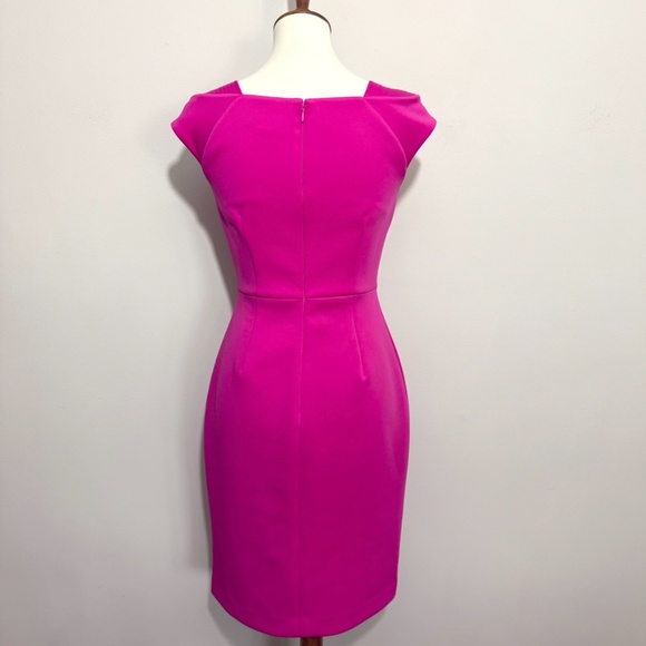 Calvin Klein Hot Pink Capped Sleeve Scuba Sheath Dress Size 4 - Picture 4 of 12